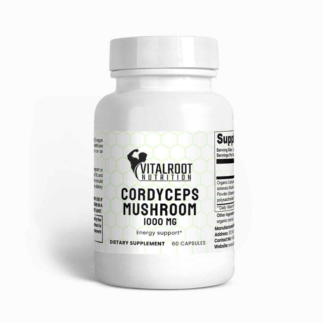Cordyceps Mushroom | Organic Mushroom Mycelium Powder for Energy & Immunity | (60 Vegan Capsules)