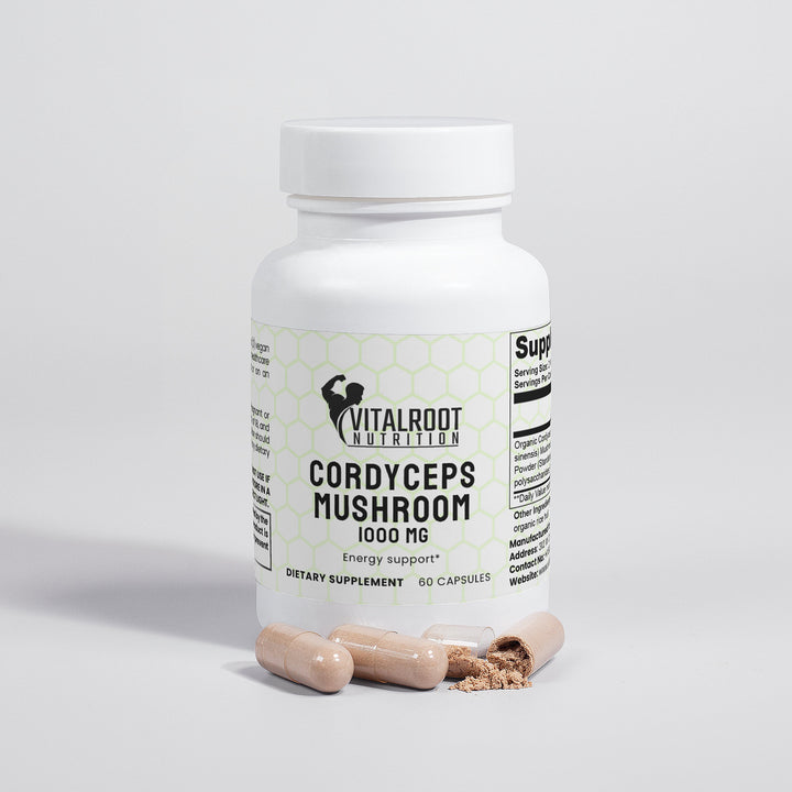 Cordyceps Mushroom | Organic Mushroom Mycelium Powder for Energy & Immunity | (60 Vegan Capsules)