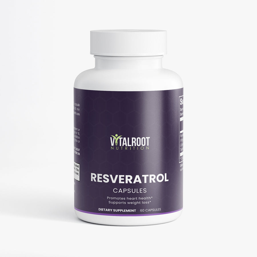 Vitalroot Nutrition Resveratrol capsules bottle on a white background