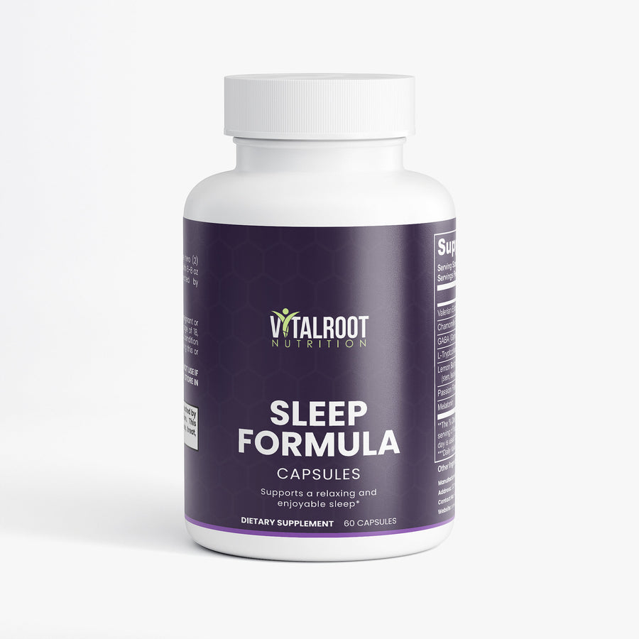 Vitalroot Nutrition Sleep Formula supplement bottle on a white background