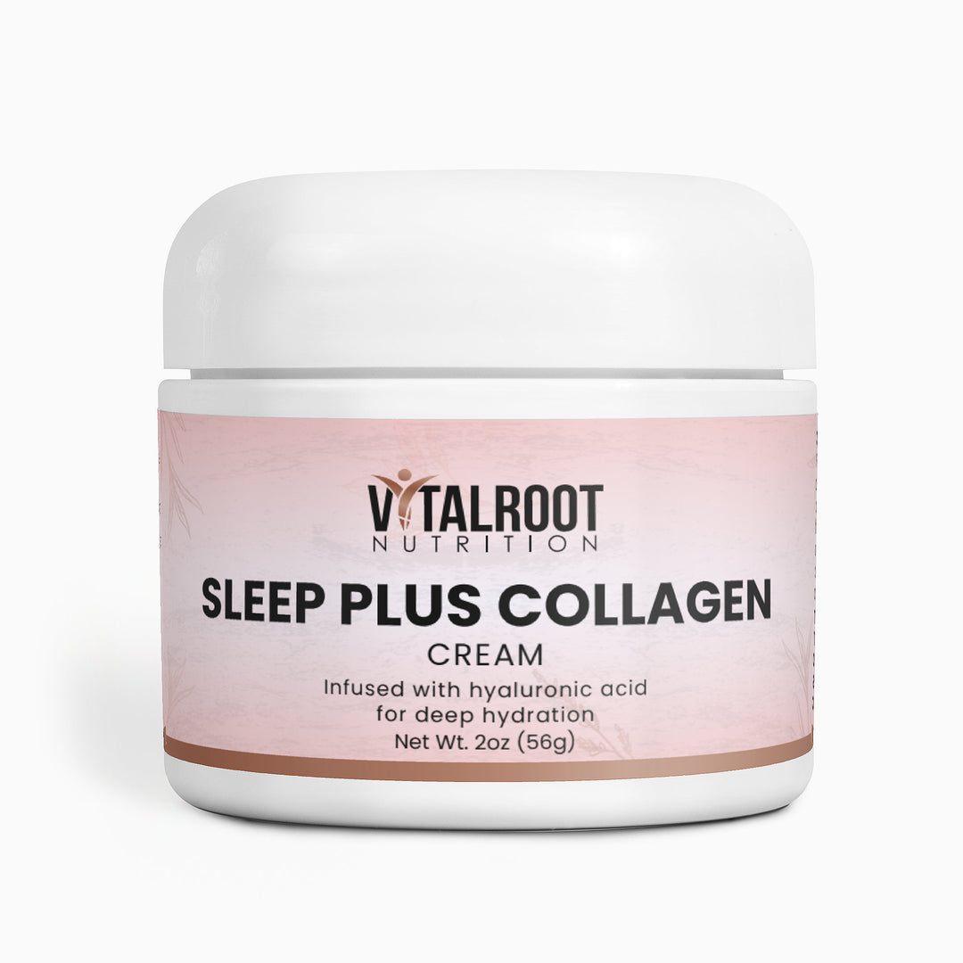 Jar of Vitalroot Nutrition Sleep Plus Collagen Cream on a white background