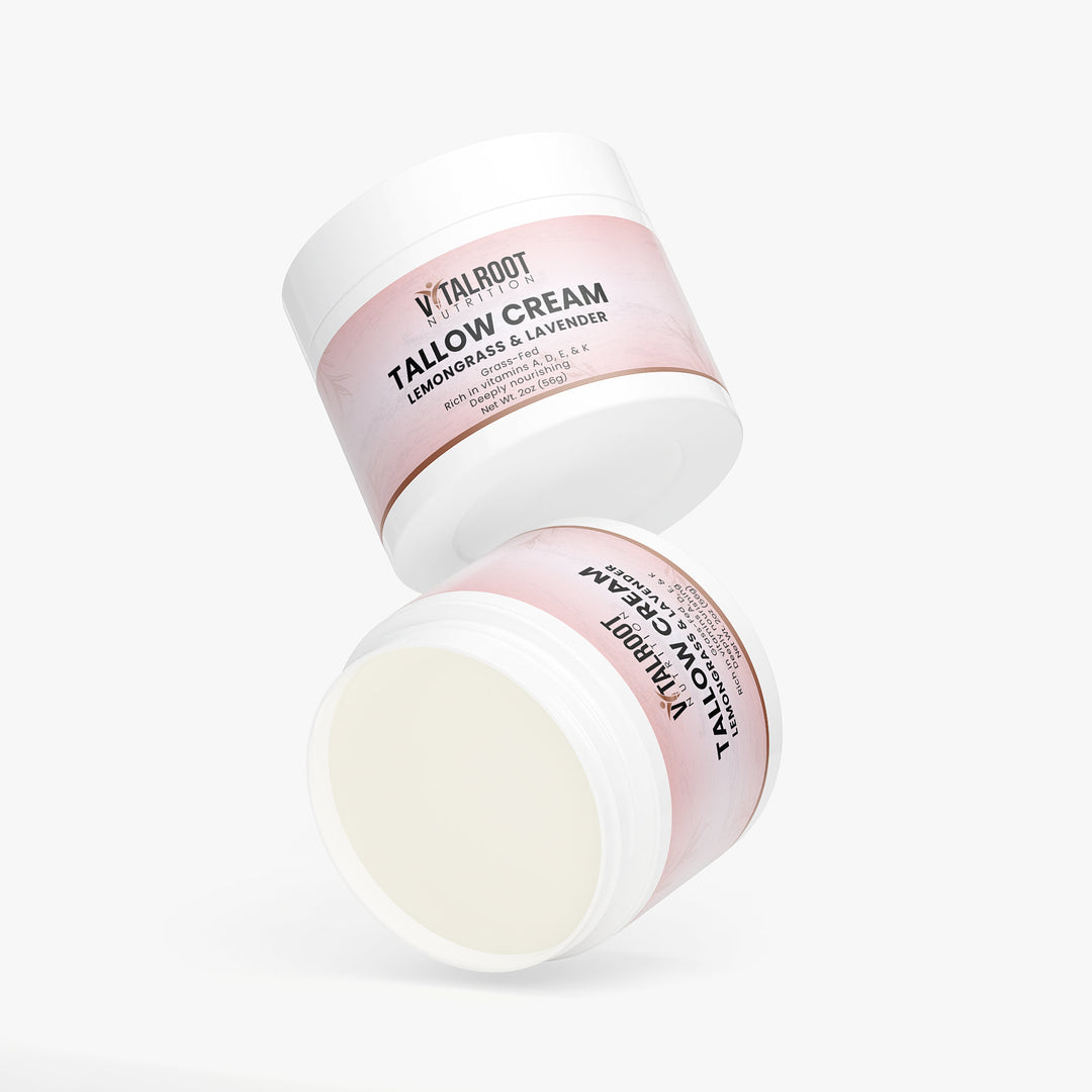 Two containers of Vitaloot Tallow Cream on a white background