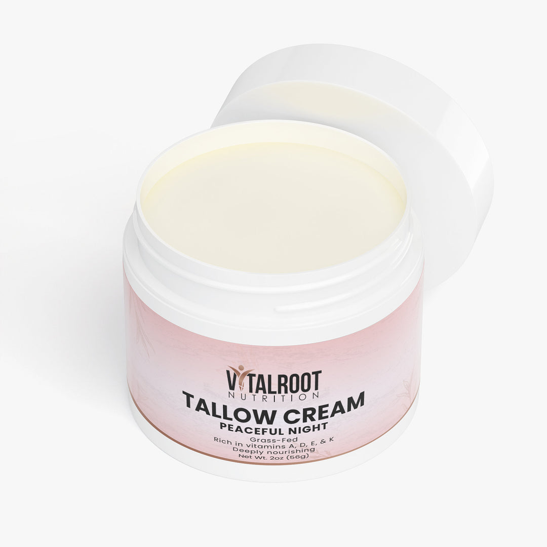 Jar of Vitalroot Tallow Cream on a white background
