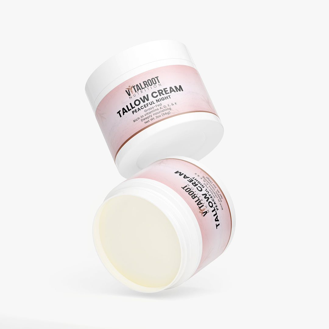 Two containers of Vitalroot Tallow Cream on a white background