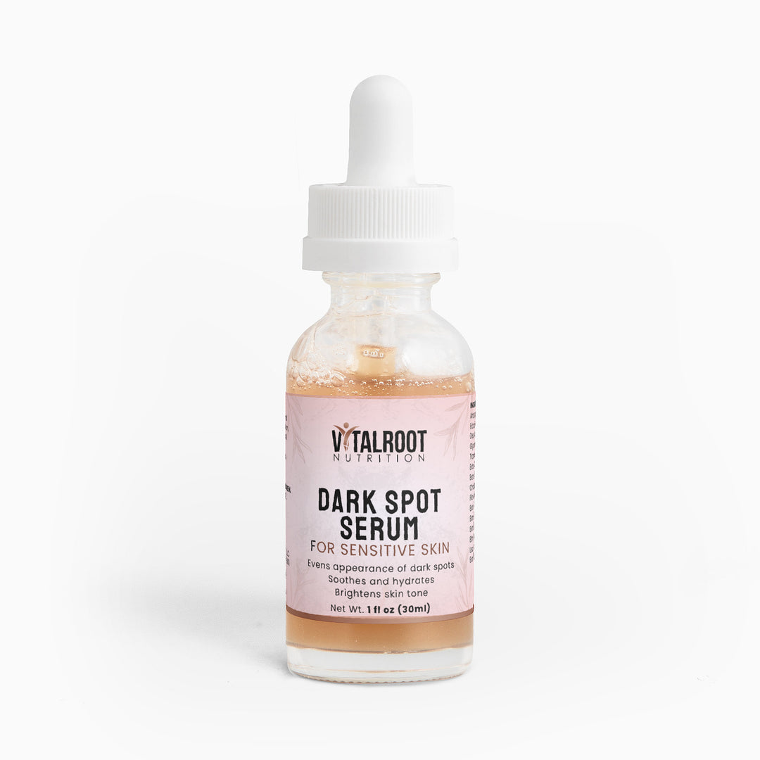 Bottle of Vitalroot Nutrition Dark Spot Serum on a white background