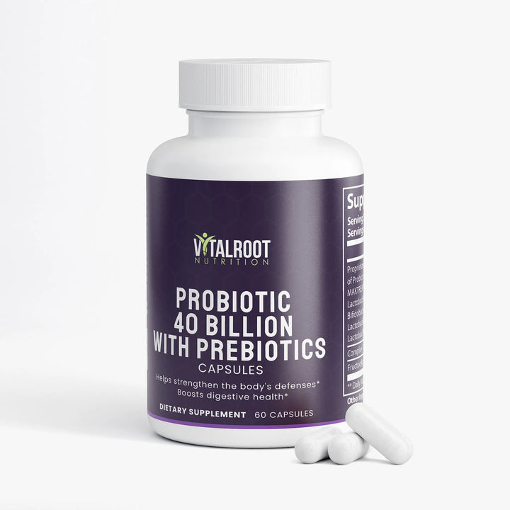 Probiotic 40 Billion with Prebiotics | Gut Health & Metabolic Support for Men & Women | (60 Capsules)