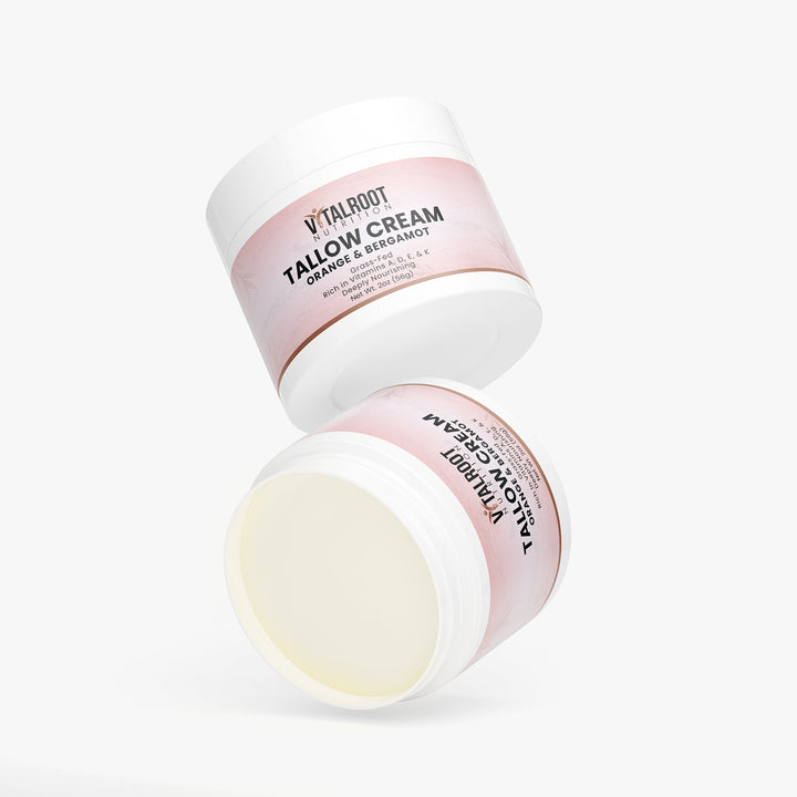 Two containers of Vitalroot Tallow Cream on a white background