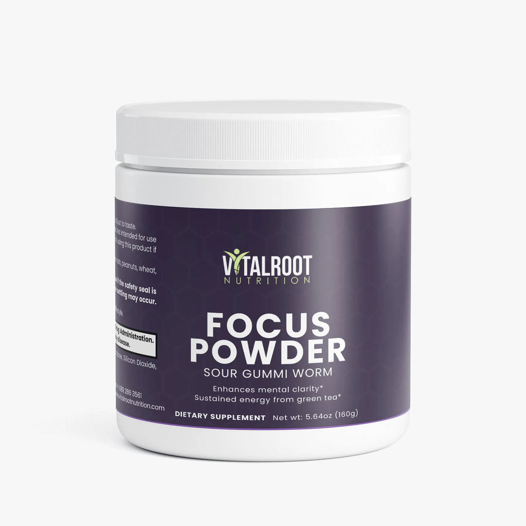 Focus Powder (Sour Gummi Worm) | Nootropic Energy & Brain Support | 160g