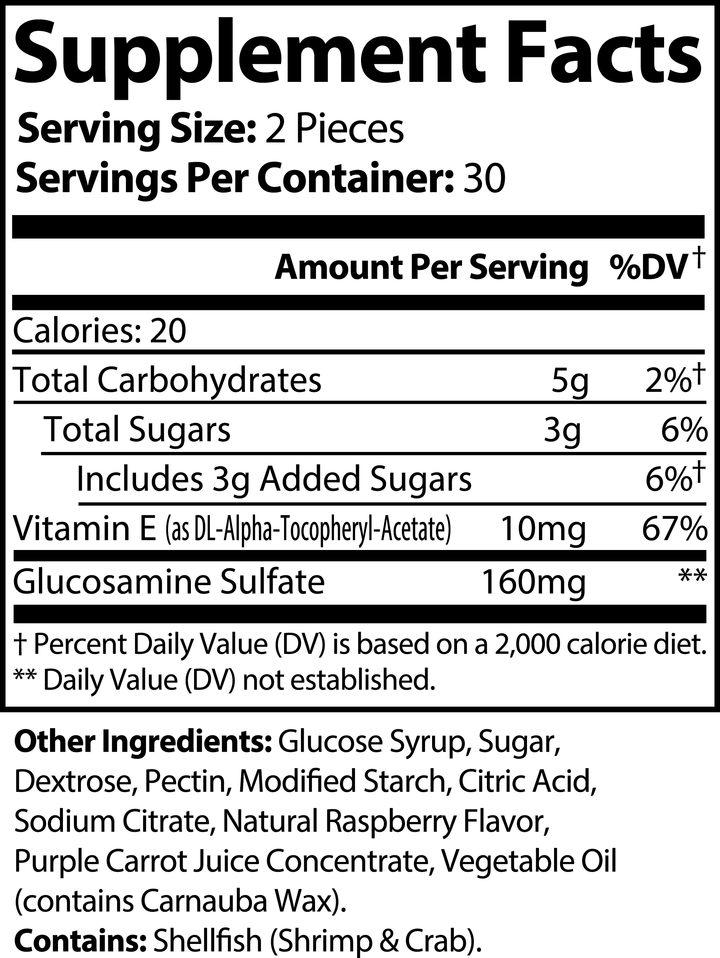 Joint Support Gummies (Adult) | Glucosamine & Cartilage Support Supplement | (60 Gummies)
