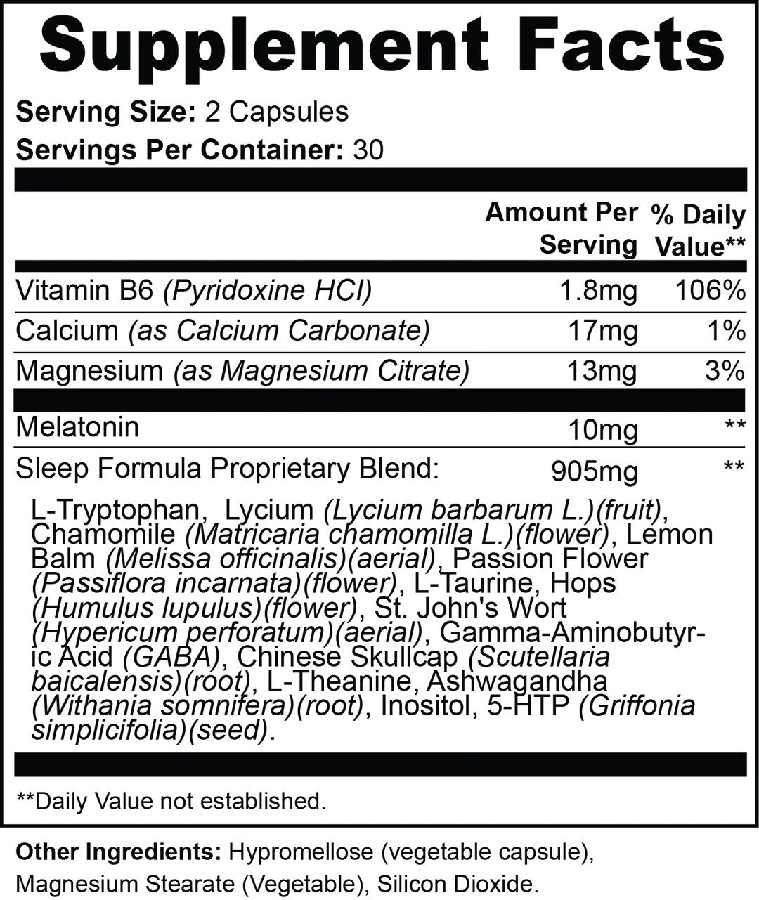 Sleep Support | Advanced Herbal Sleep Supplement with Magnesium, Melatonin & Ashwagandha | 60 Capsules