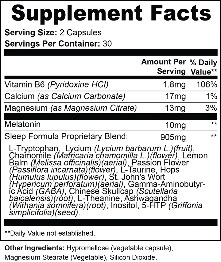 Sleep Support | Advanced Herbal Sleep Supplement with Magnesium, Melatonin & Ashwagandha | 60 Capsules