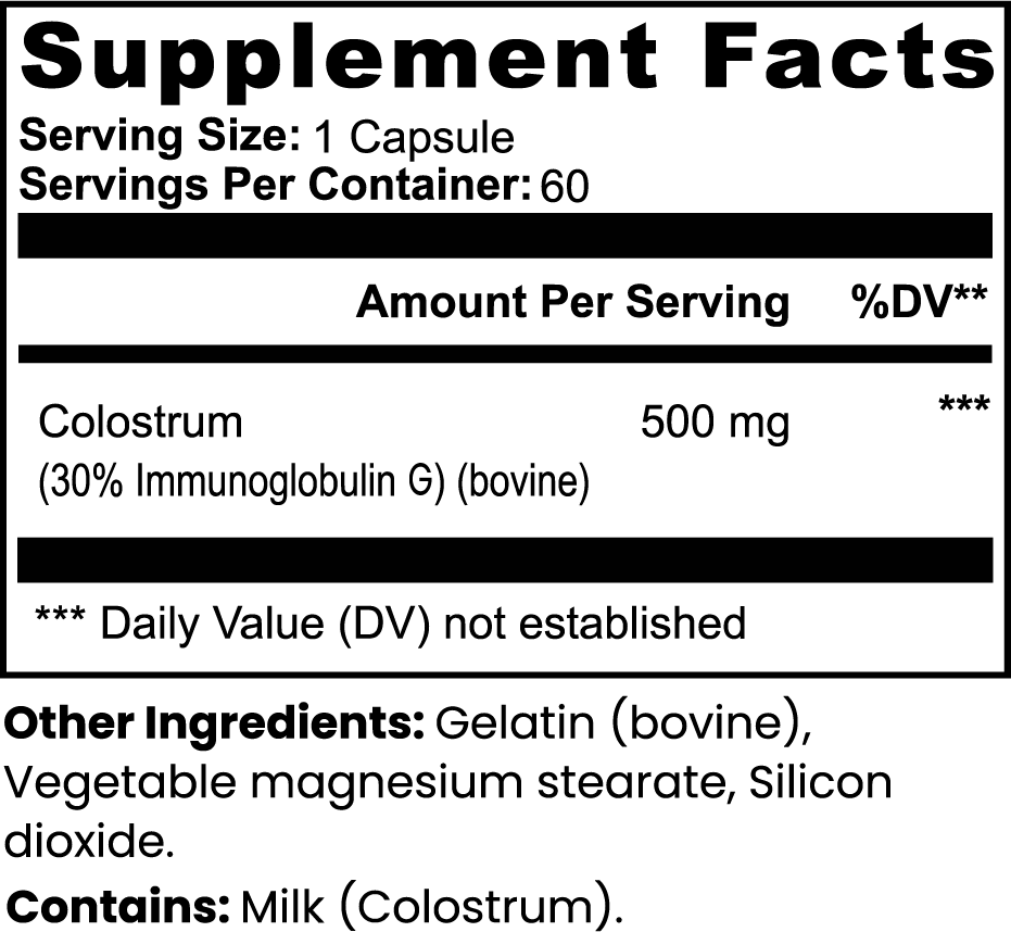 Colostrum Capsules | Immune & Gut Health Support Supplement | 60 Capsules