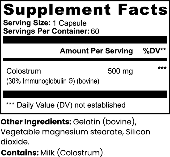 Colostrum Capsules | Immune & Gut Health Support Supplement | 60 Capsules