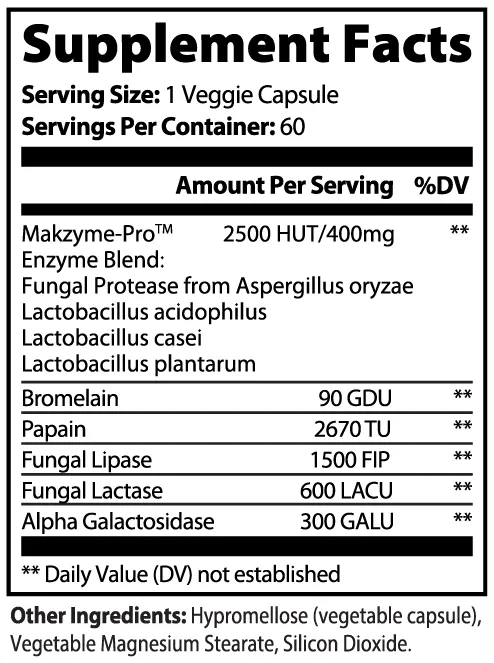 Digestive Enzyme Pro Blend | Gut Health & Nutrient Absorption Support | 60 Capsules