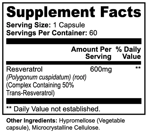 Resveratrol 600mg | Antioxidant & Heart Health Supplement with 50% Trans Resveratrol | 60 Capsules