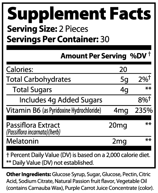 Supplement facts label for a product with various nutrients and their amounts per serving.