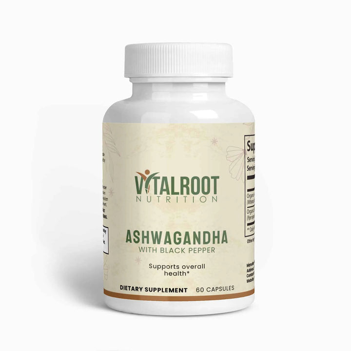 Ashwagandha | Organic Stress & Mood Support with Black Pepper | (60 Capsules)