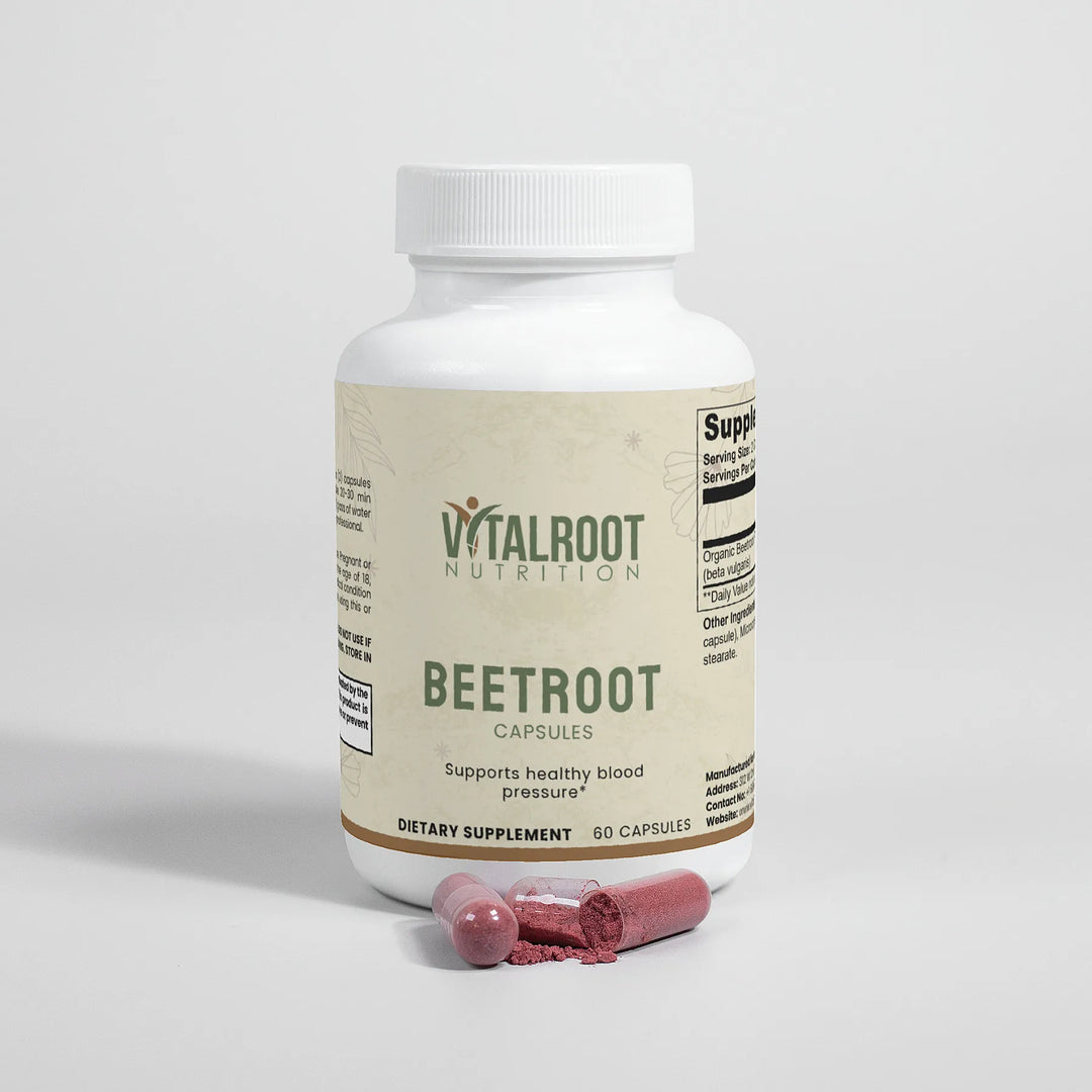 Beetroot Capsules | Organic Beetroot for Nitric Oxide & Muscle Support | (60 Capsules)