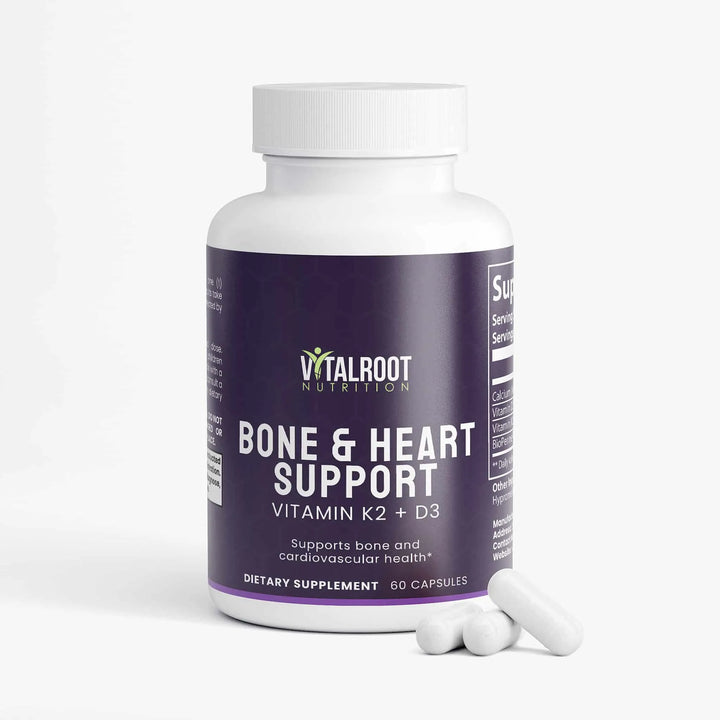 Bone & Heart Support | Vitamin D3 & K2 for Healthy Bones & Cardiovascular Function | (60 Capsules)