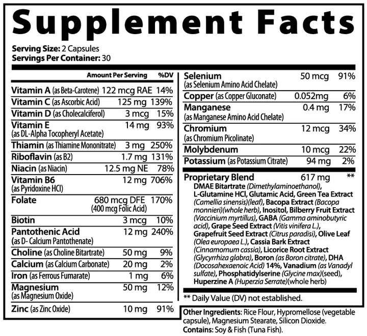 Brain & Focus Formula | Enhance Focus, Memory, and Cognitive Health | (60 Capsules)