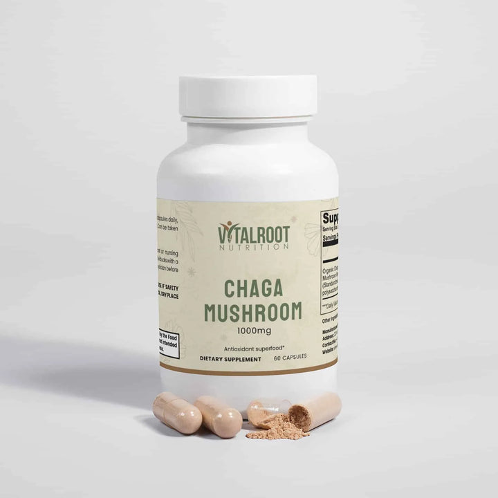 Chaga Mushroom | Organic Mycelium Powder for Immune Support & Gut Health | (60 Vegan Capsules)