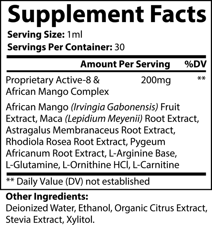 Supplement facts label with detailed ingredient list on a white background