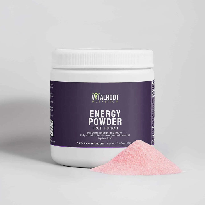 Energy Powder (Fruit Punch) | Balanced Energy and Focus Boost with Electrolytes | (3.52 oz)