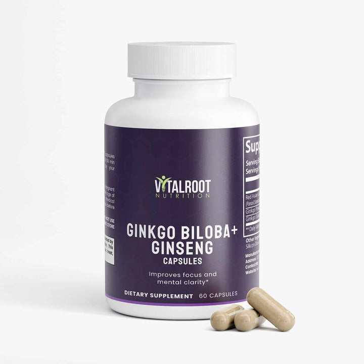 Ginkgo Biloba + Ginseng | Cognitive & Mental Clarity Support Supplement | (60 Capsules)