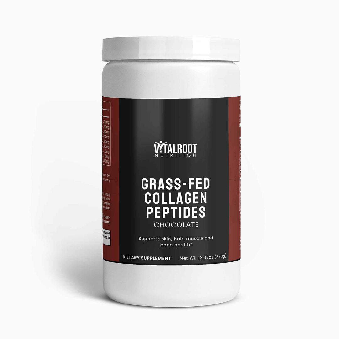 Container of Vitalroot Nutrition Grass-Fed Collagen Peptides on a white background