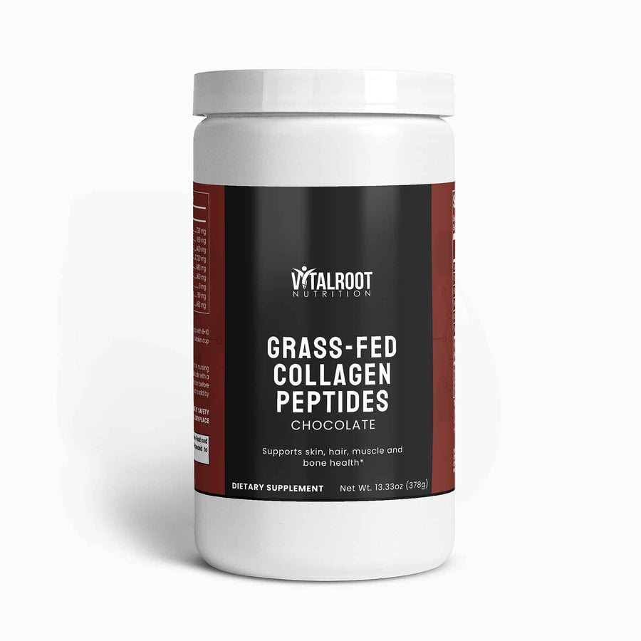 Container of Vitalroot Nutrition Grass-Fed Collagen Peptides on a white background