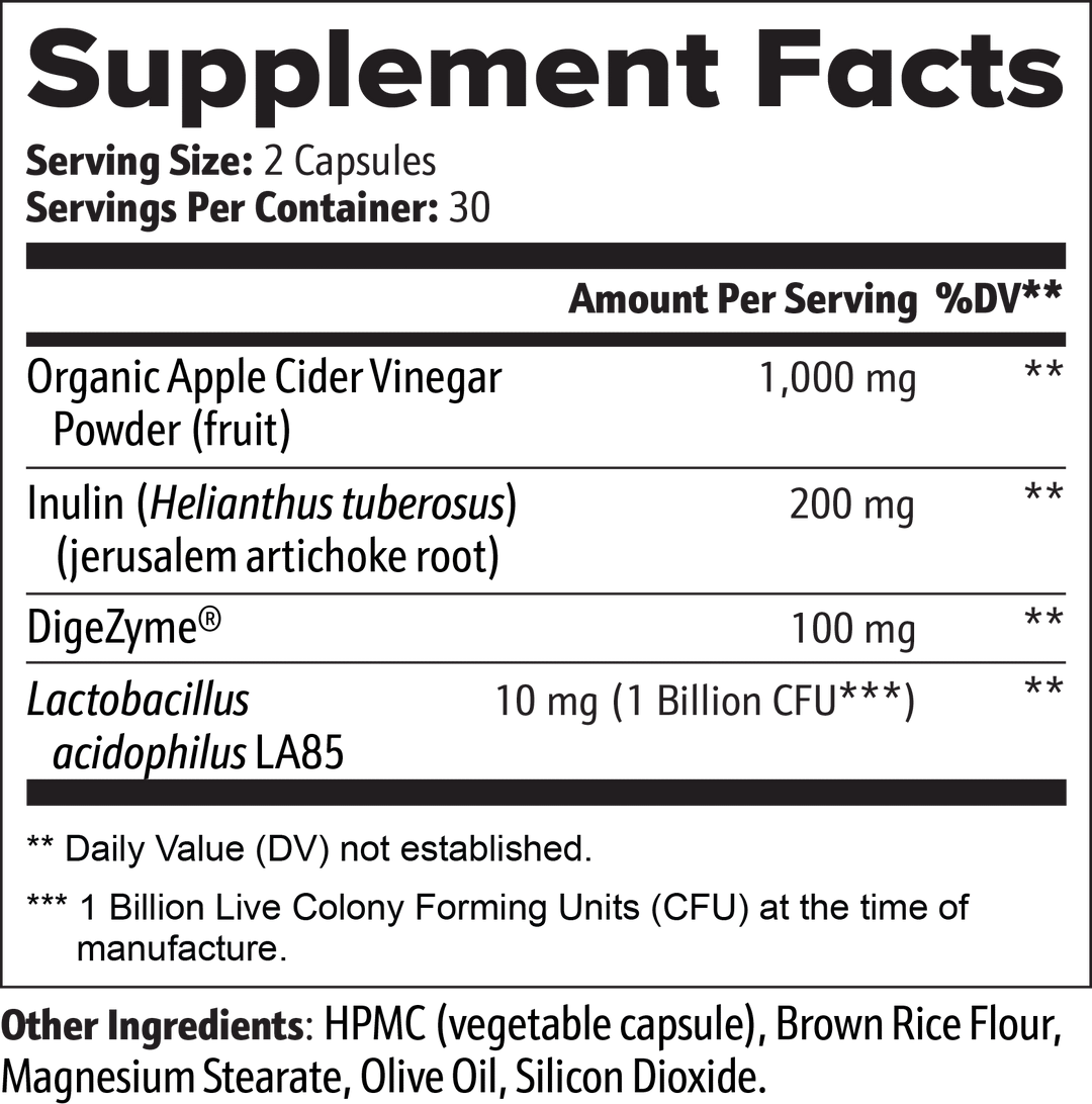 Gut Health | Probiotic & Prebiotic Support with Apple Cider Vinegar | (60 Capsules)