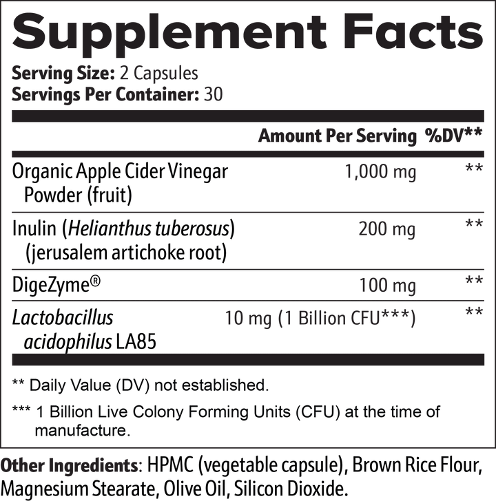 Gut Health | Probiotic & Prebiotic Support with Apple Cider Vinegar | (60 Capsules)