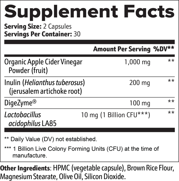 Gut Health | Probiotic & Prebiotic Support with Apple Cider Vinegar | (60 Capsules)