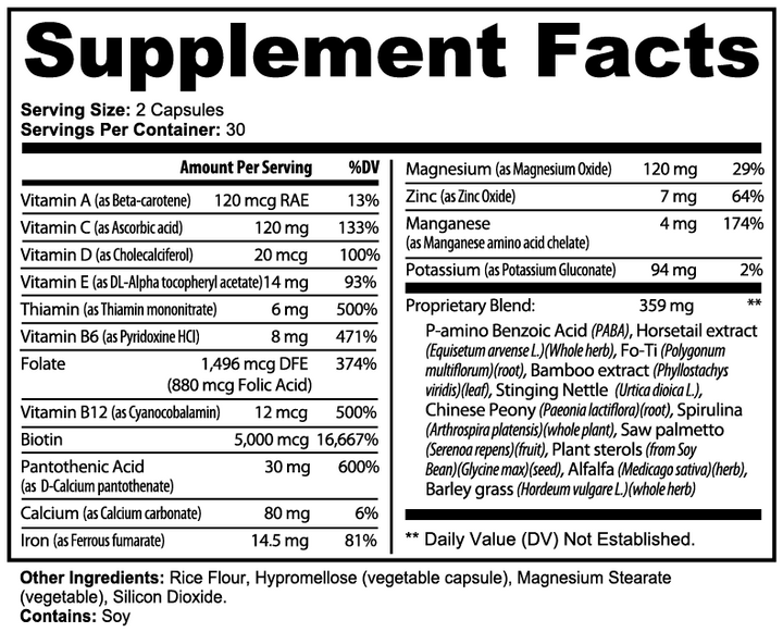 Hair, Skin & Nails Essentials | Biotin & Vitamin E Capsules for Natural Glow | (60 Caps)