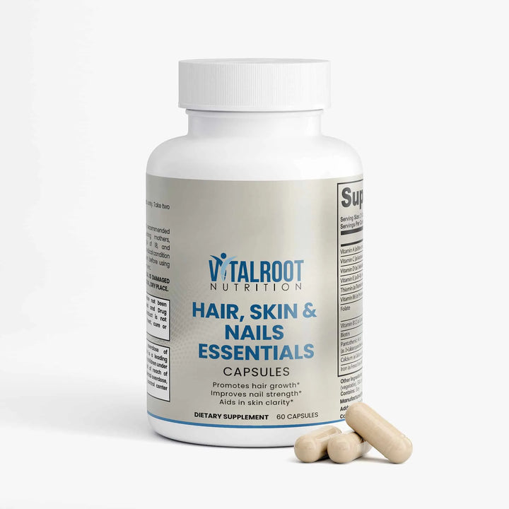 Hair, Skin & Nails Essentials | Biotin & Vitamin E Capsules for Natural Glow | (60 Caps)