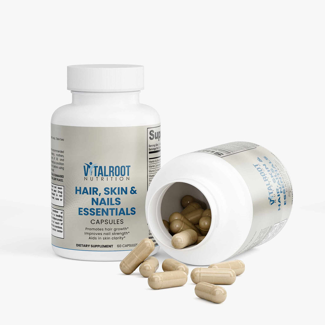 Hair, Skin & Nails Essentials | Biotin & Vitamin E Capsules for Natural Glow | (60 Caps)