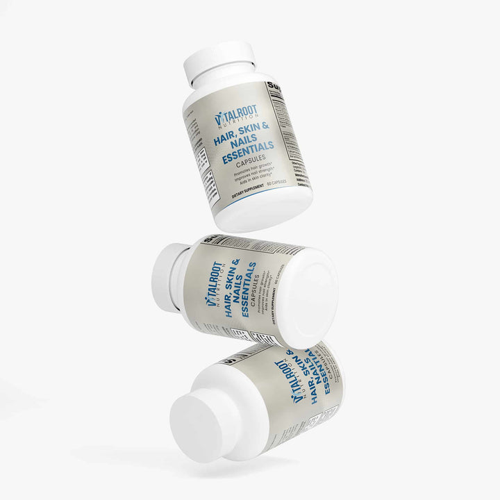 Hair, Skin & Nails Essentials | Biotin & Vitamin E Capsules for Natural Glow | (60 Caps)