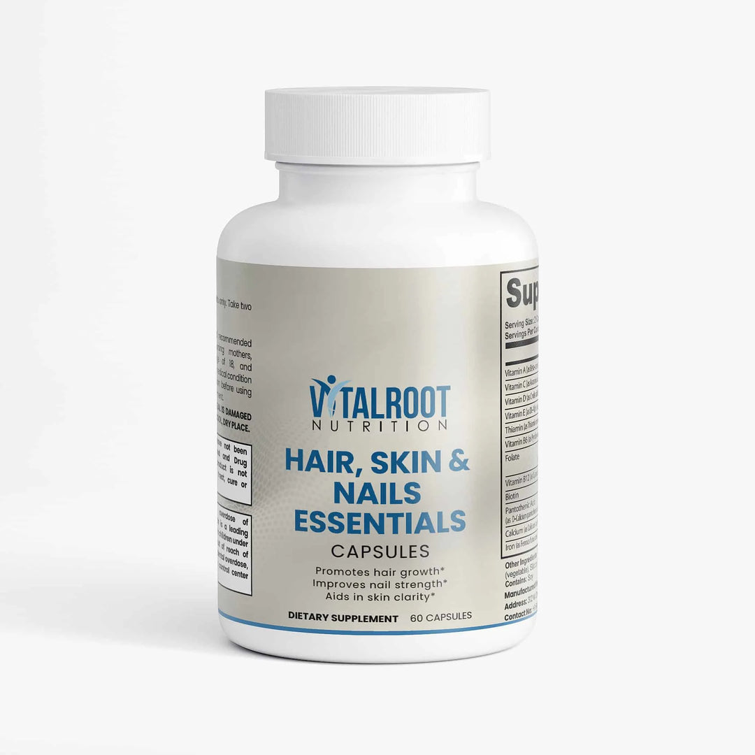 Hair, Skin & Nails Essentials | Biotin & Vitamin E Capsules for Natural Glow | (60 Caps)