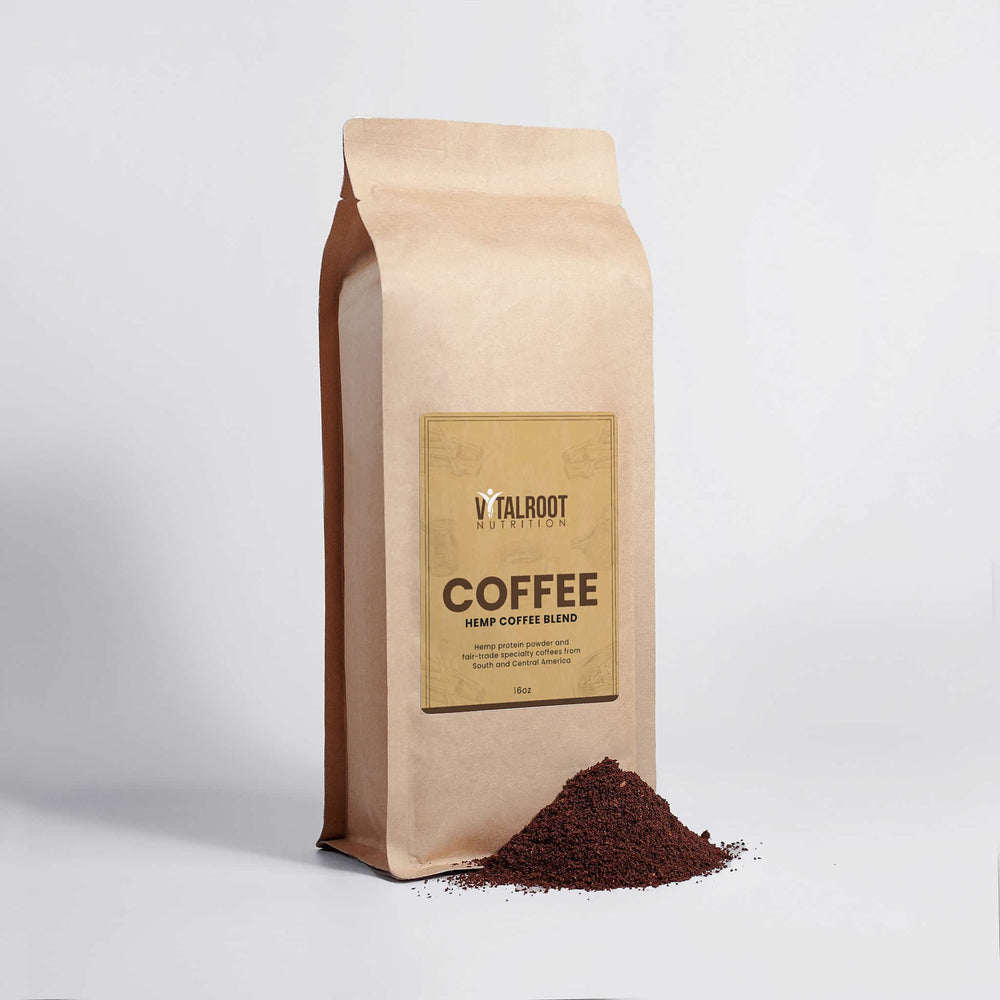 Kraft paper coffee bag with Talroot Naturals label on a light gray background