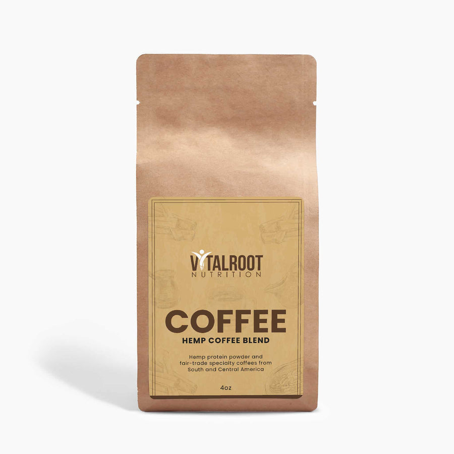 Vitalroot Nutrition hemp coffee blend package on a white background