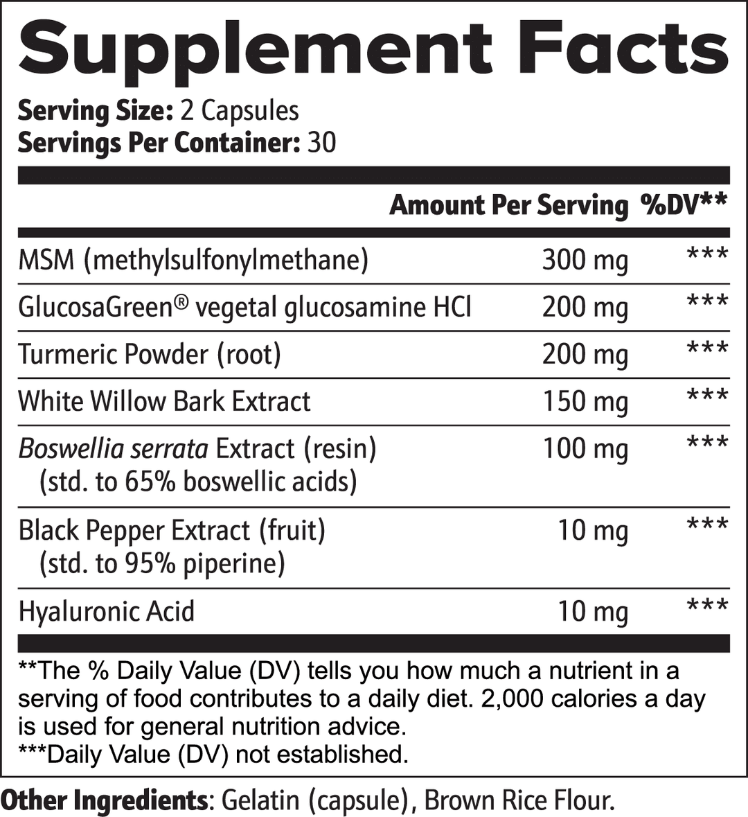 Joint Support | Glucosamine, MSM & Turmeric Supplement for Joint Health | (60 Capsules)