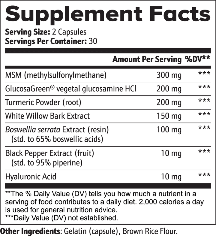 Joint Support | Glucosamine, MSM & Turmeric Supplement for Joint Health | (60 Capsules)
