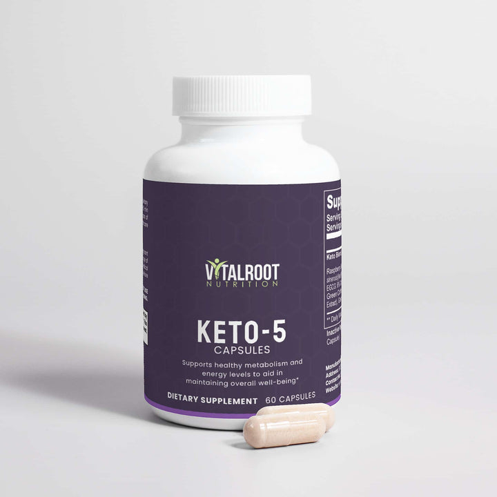 Keto-5 | Fat Burner & Ketosis Support Supplement | (60 Capsules)