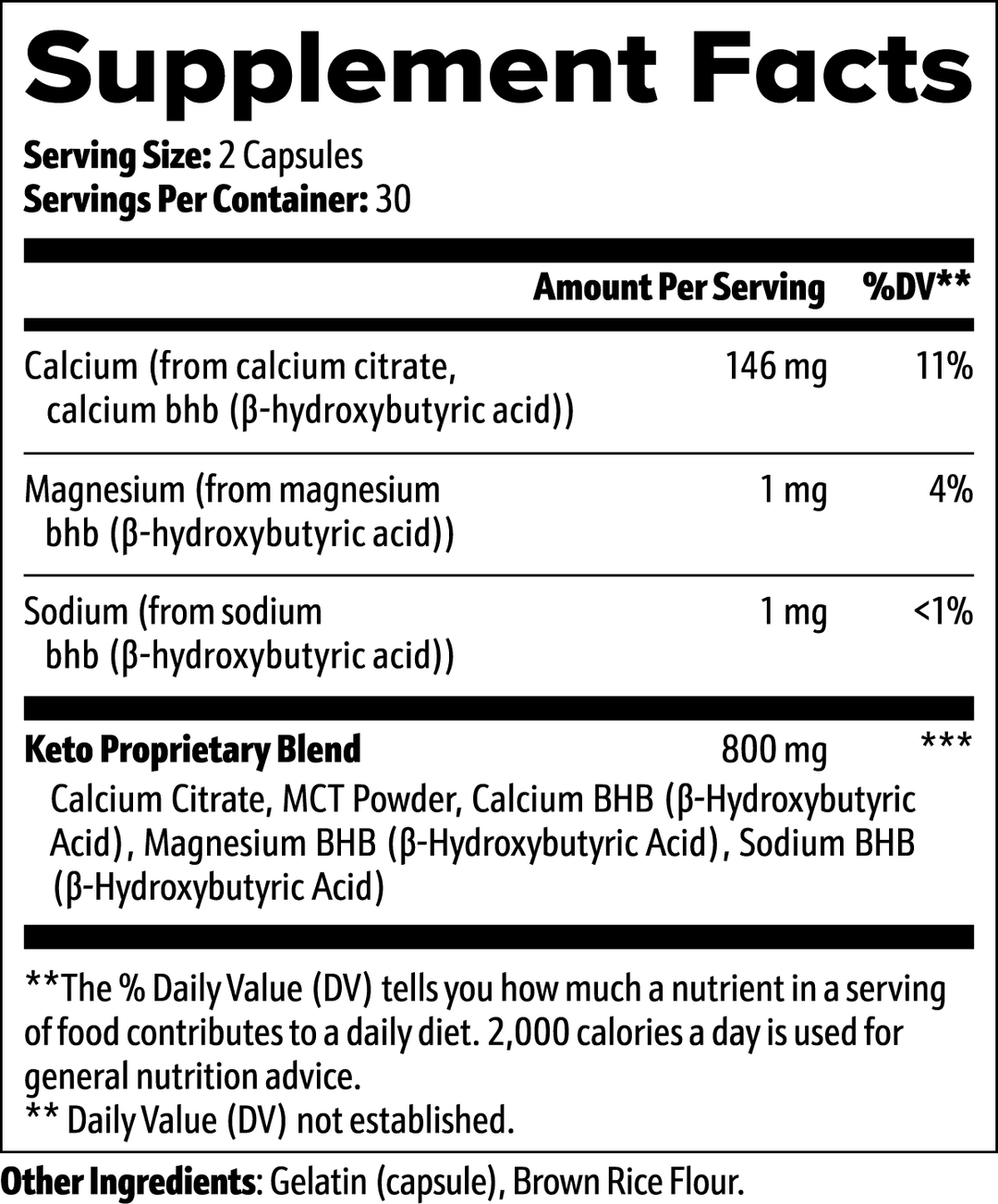 Supplement facts label with nutritional information and ingredients.