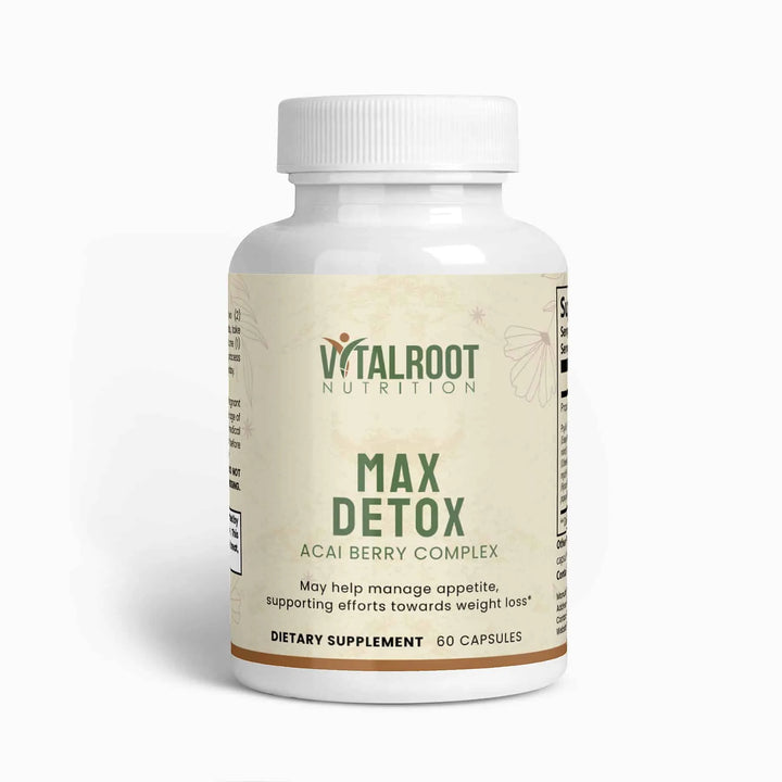 Max Detox (Acai Detox) | Natural Cleanse with Acai Berry, Psyllium & Chlorella | (60 Capsules)