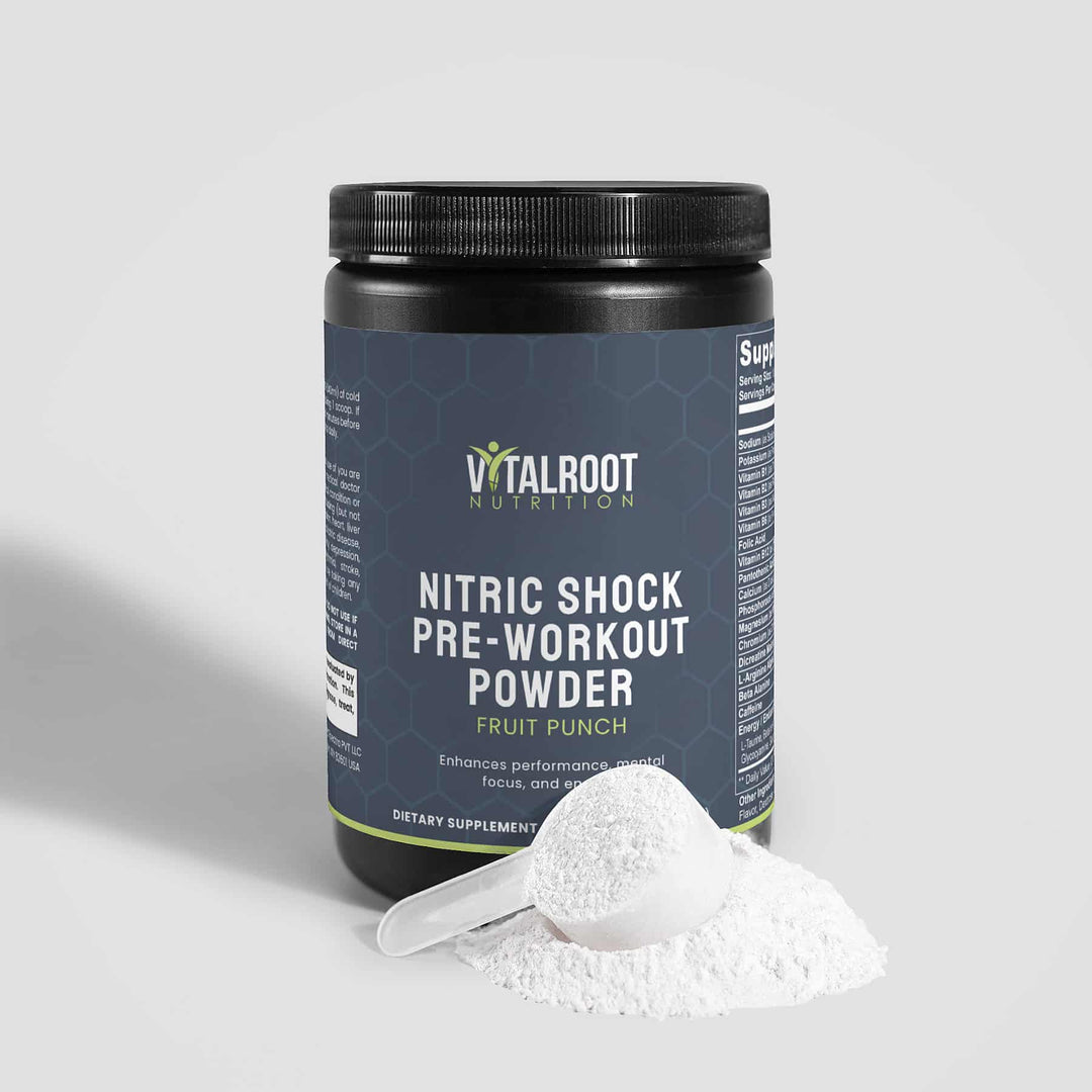 Nitric Shock Pre-Workout – Energy, Focus & Pump Booster with Beta Alanine & L-Citrulline (Fruit Punch) | 300g